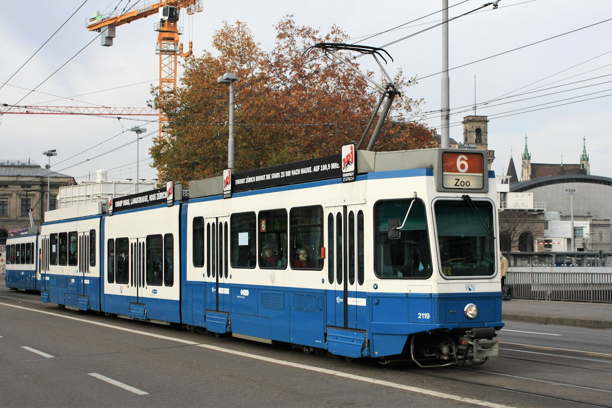 Zurich, SWP/SIG/ABB Be 4/8 "Tram 2000 Sänfte" № 2119