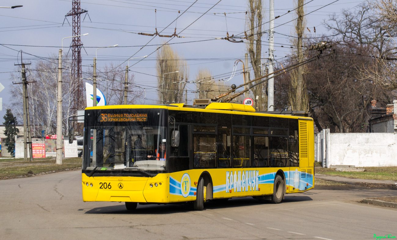 Кременчуг, ЛАЗ E183D1 № 206