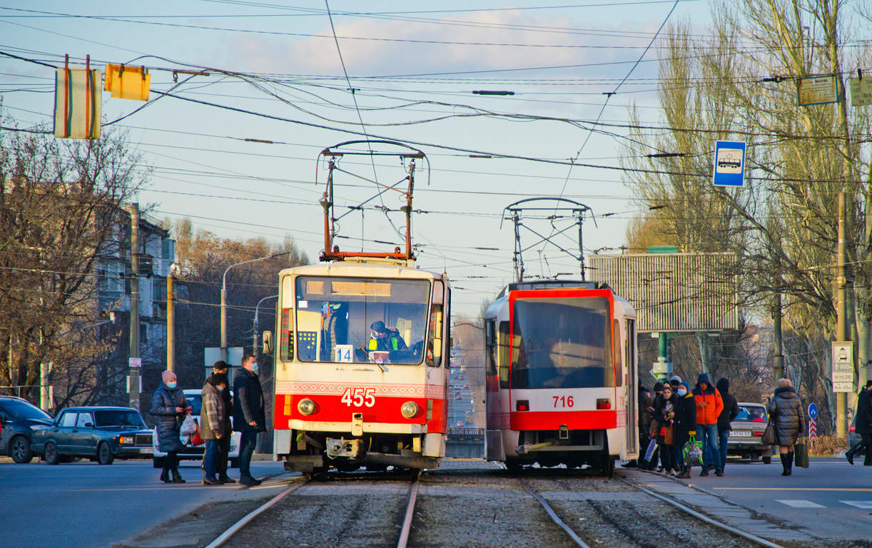 Запорожье, Tatra T6B5SU № 455; Запорожье, T-3UA-3-ЗП № 716