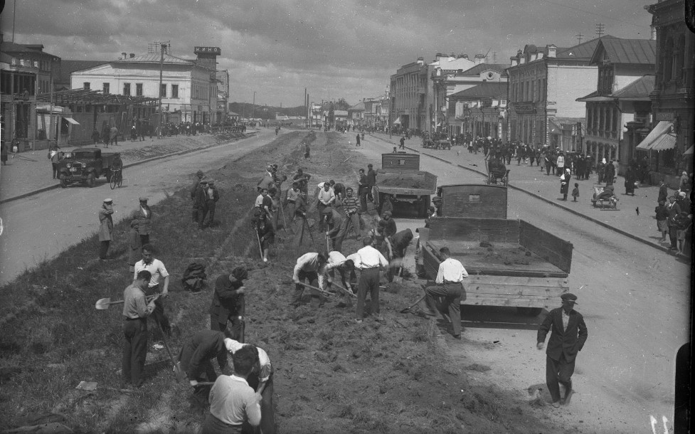Иваново — Исторические фотографии; Иваново — Строительство трамвая (1934)