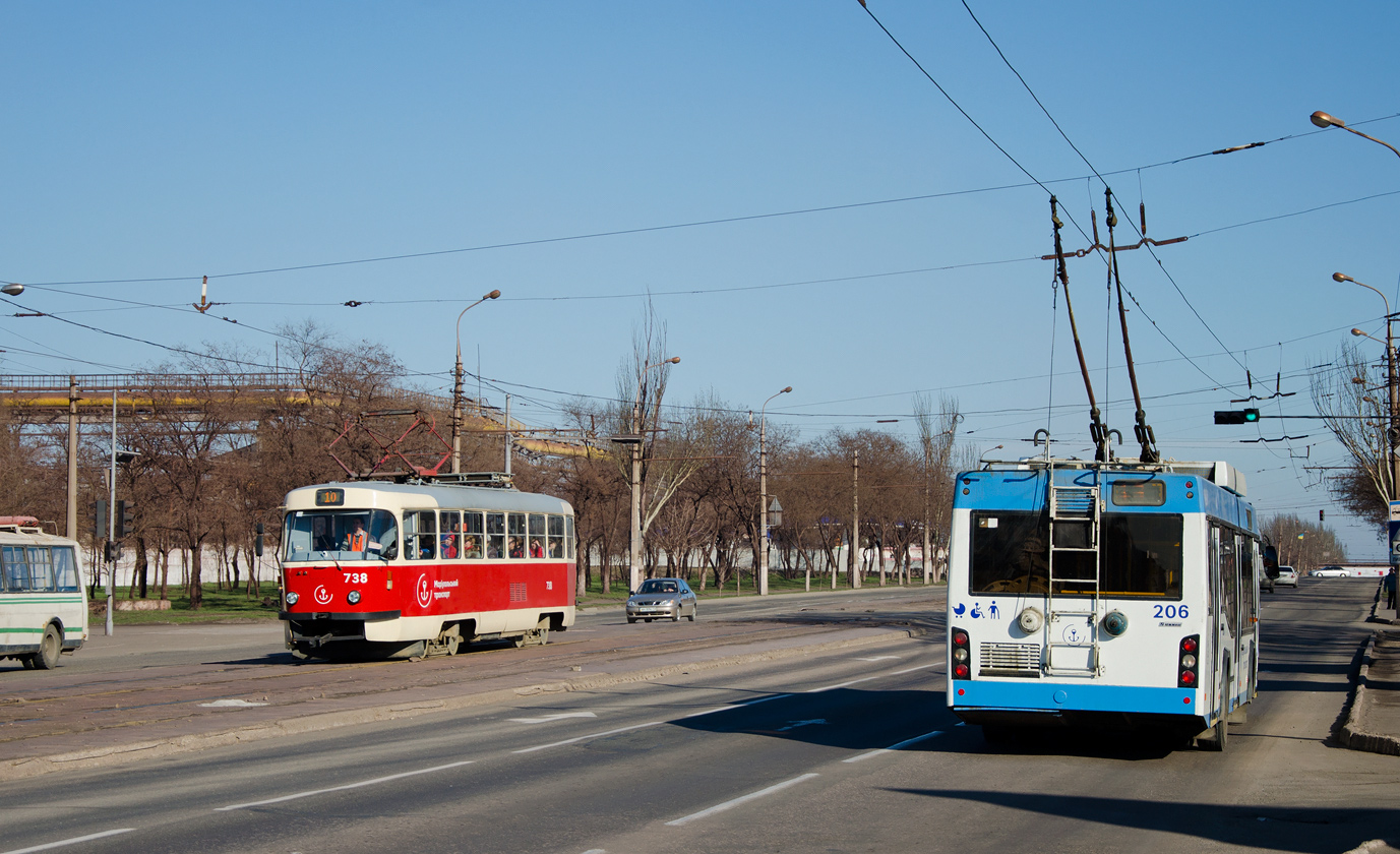Мариуполь, Tatra T3A № 738; Мариуполь, Дніпро Т103 № 206
