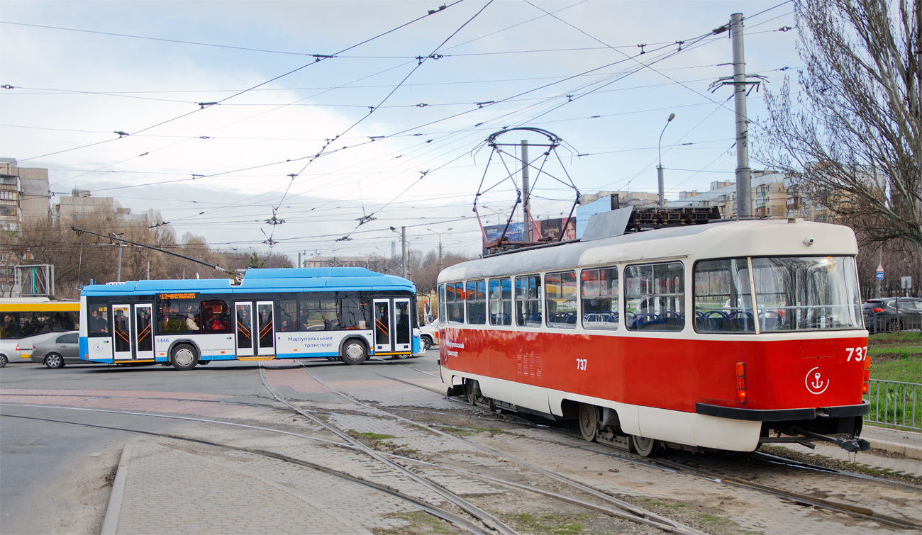 Мариуполь, АКСМ 321 (БКМ-Україна) № 1446; Мариуполь, Tatra T3A № 737