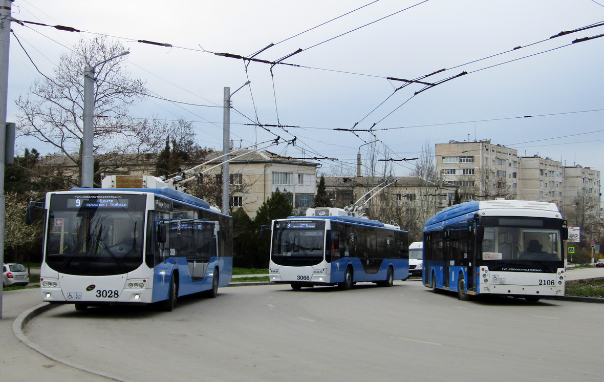 Севастополь, ВМЗ-5298.01 «Авангард» № 3028; Севастополь, ВМЗ-5298.01 «Авангард» № 3066; Севастополь, Тролза-5265.02 «Мегаполис» № 2106