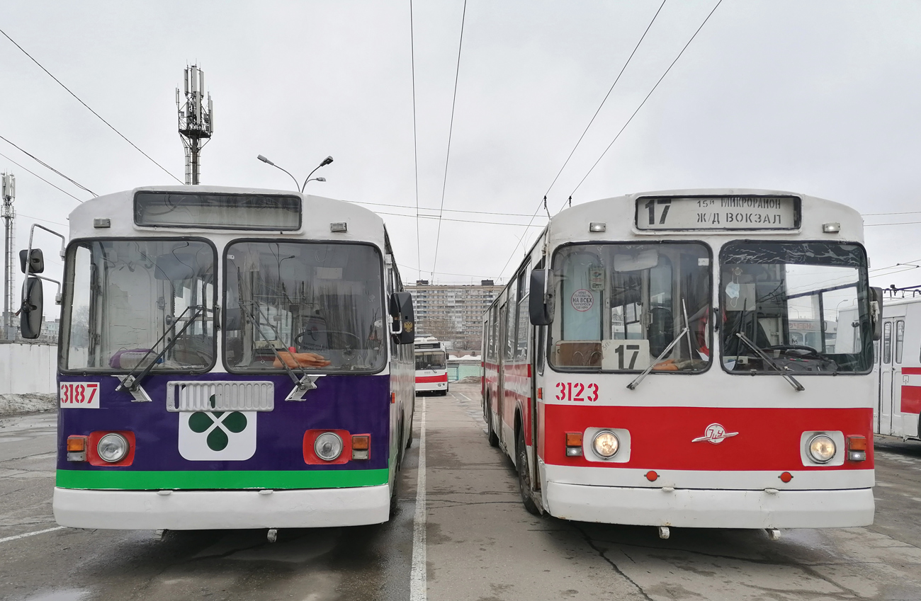 Самара, ЗиУ-682Г [Г00] № 3187; Самара, ЗиУ-682В-012 [В0А] № 3123; Самара — Троллейбусное депо № 3