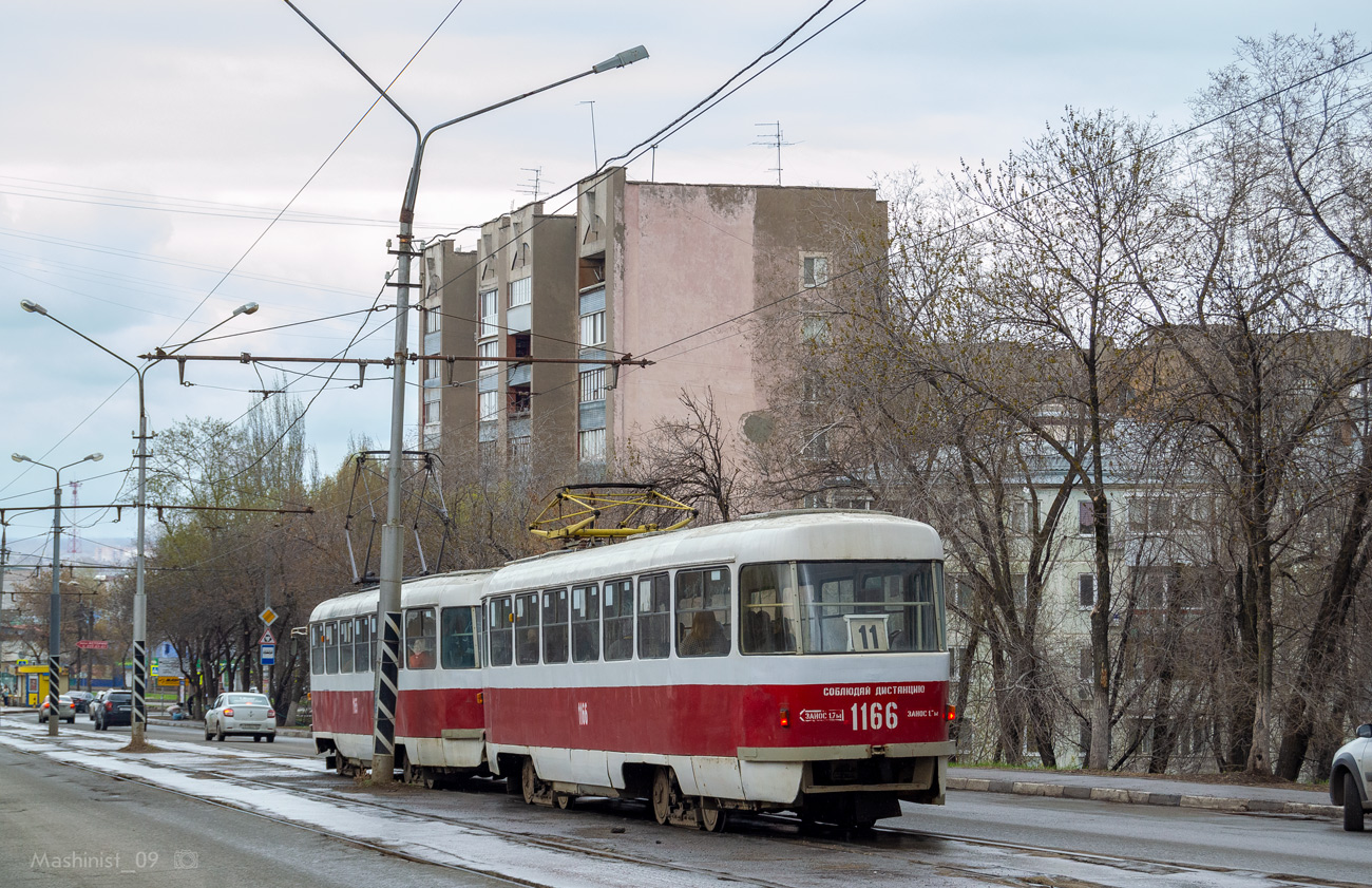 Самара, Tatra T3SU (двухдверная) № 1166