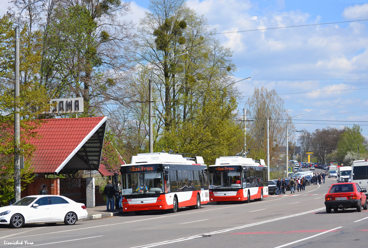 Луцк, Богдан Т70117 № 008; Луцк, Богдан Т70117 № 009; Луцк — Проводное воскресение, маршруты на с. Гаразджа
