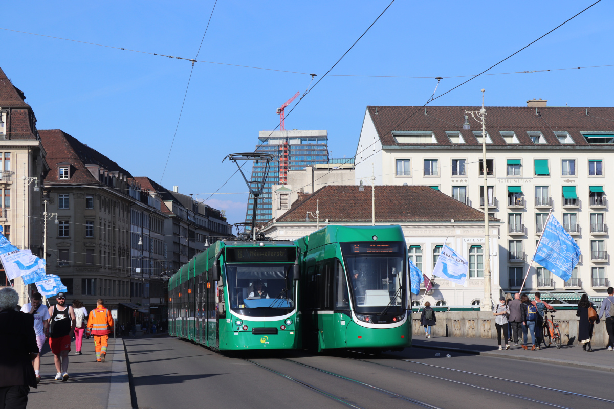 Базель, Siemens Combino № 312; Базель, Bombardier Flexity 2 № 5031