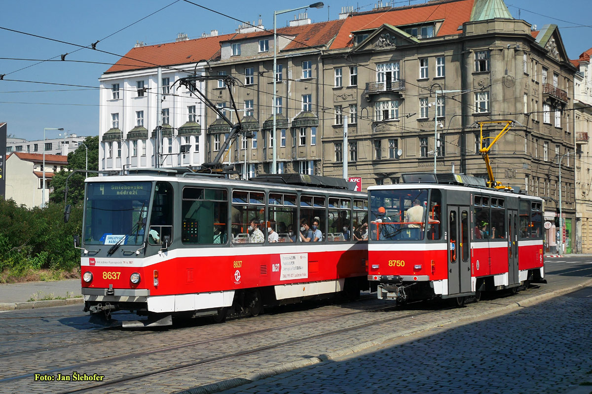 Прага, Tatra T6A5 № 8637; Прага, Tatra T6A5 № 8750