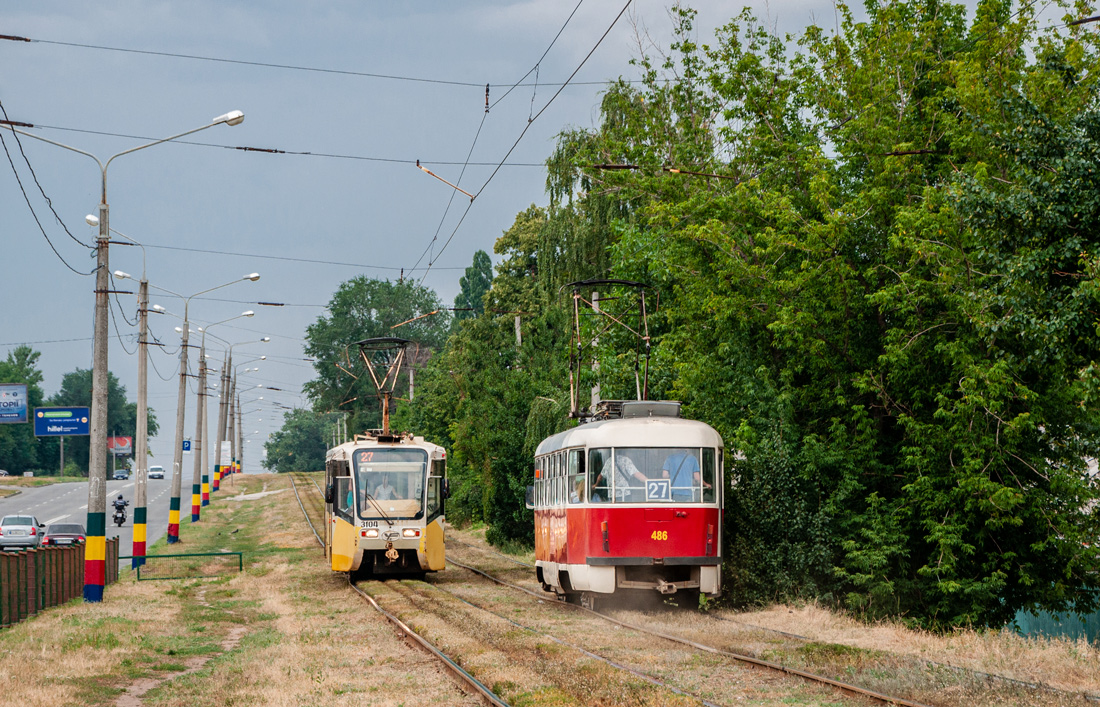 Харків, 71-619КТ № 3104; Харків, Tatra T3A № 486