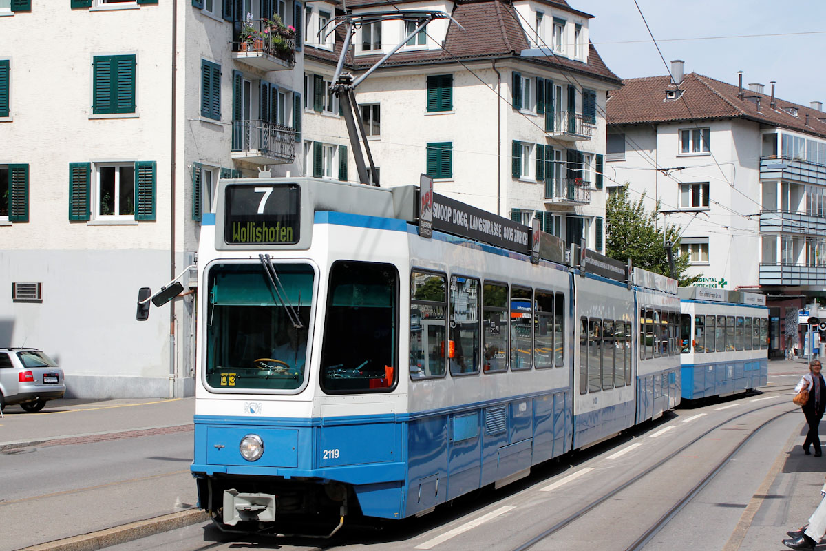 Zurich, SWP/SIG/ABB Be 4/8 "Tram 2000 Sänfte" № 2119