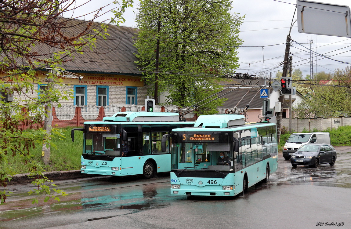 Чернігів, Еталон Т12110 «Барвінок» № 496; Чернігів — Тролейбусні лінії