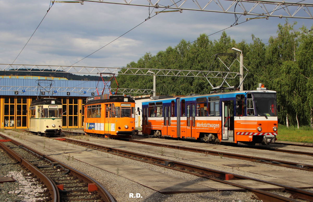 Йена, Tatra KT4D-Z № 490; Йена, Gotha T57 № 105; Йена, Gotha T57 № 101
