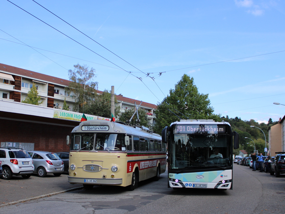 Эслинген-ам-Неккар, Henschel 160 OSL/Kiepe № 22; Эслинген-ам-Неккар, Solaris Trollino IV 18 Kiepe № 507