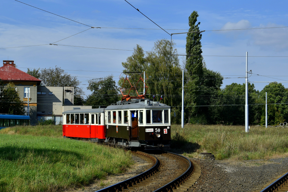Ostrava, KPS 2-axle motor car č. 50; Ostrava — Ostrava public transport workers' day 2021