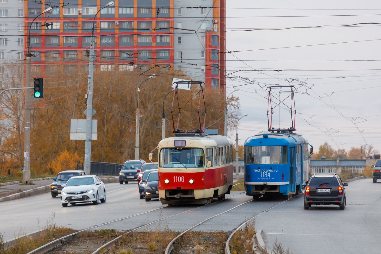 Iževsk, Tatra T3SU (2-door) č. 1106; Iževsk, Tatra T3K č. 1184