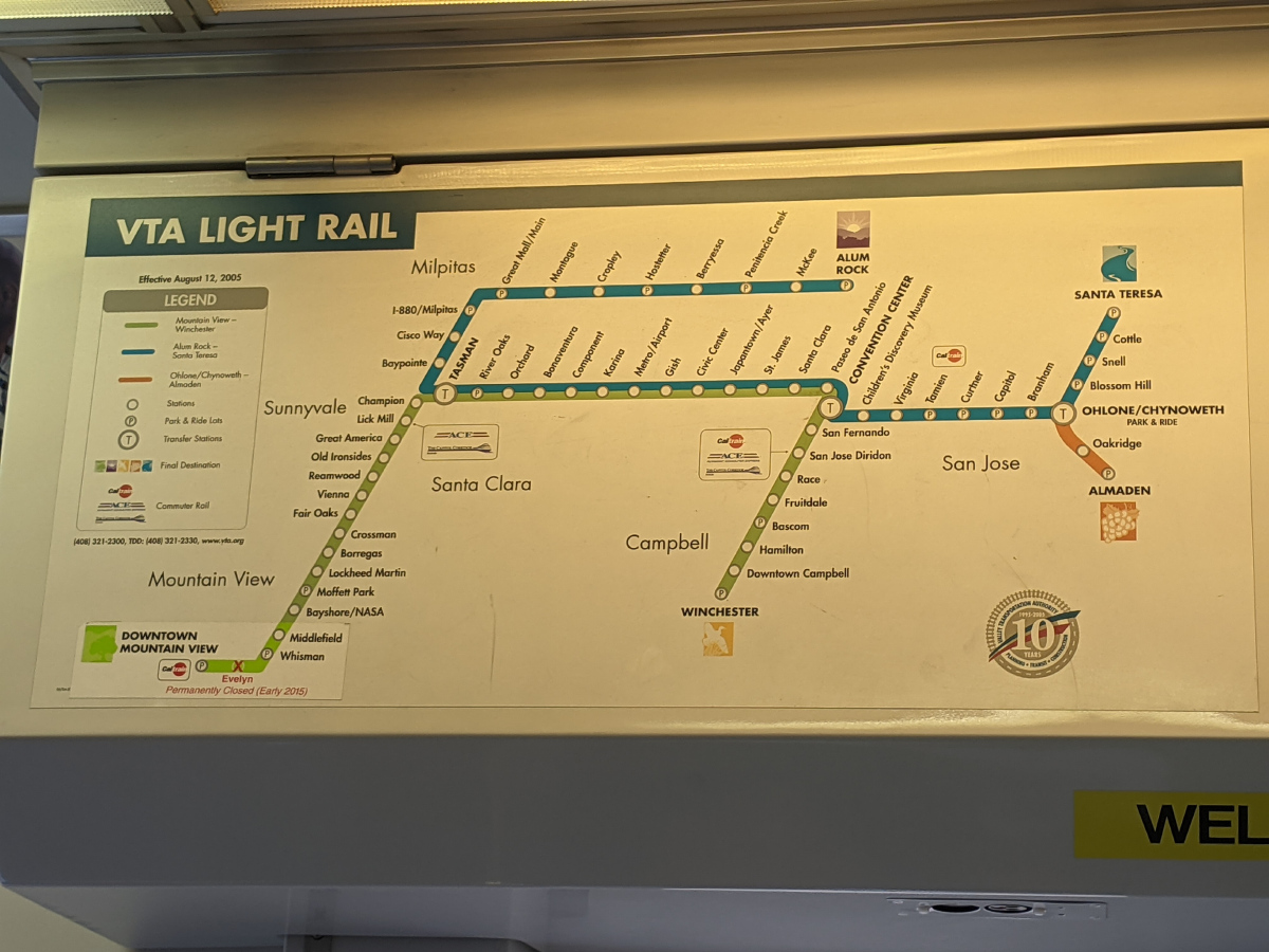 Сан-Хосе, VTA Light Rail 900 Series № 970; Сан-Хосе — Схемы