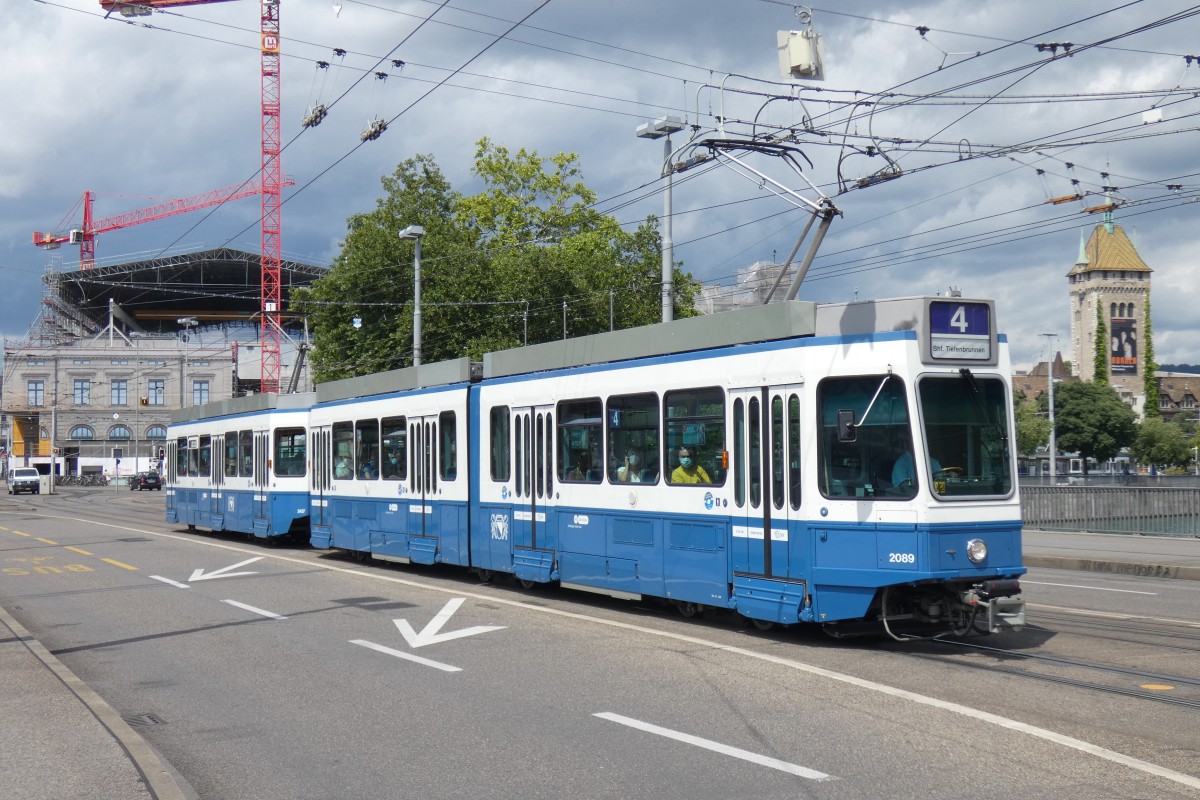 Zürich, SWP/SIG/BBC Be 4/6 "Tram 2000" Nr. 2089