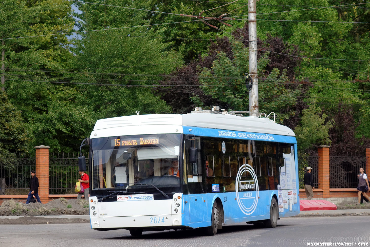 Krimas trolejbuss, Trolza-5265.03 “Megapolis” № 2824; Krimas trolejbuss — The movement of trolleybuses without CS (autonomous running)