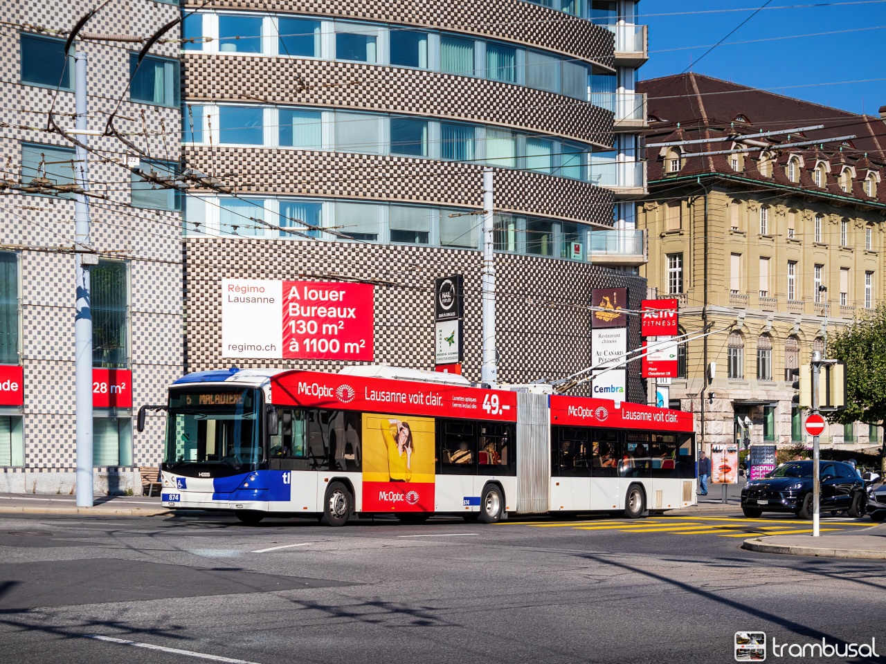 Лозанна, Hess SwissTrolley 4 (BGT-N2D) № 874