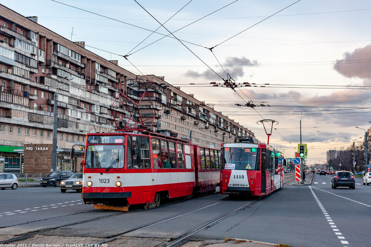 Санкт-Петербург, ЛВС-86К № 1023; Санкт-Петербург, 71-152 (ЛВС-2005) № 1115
