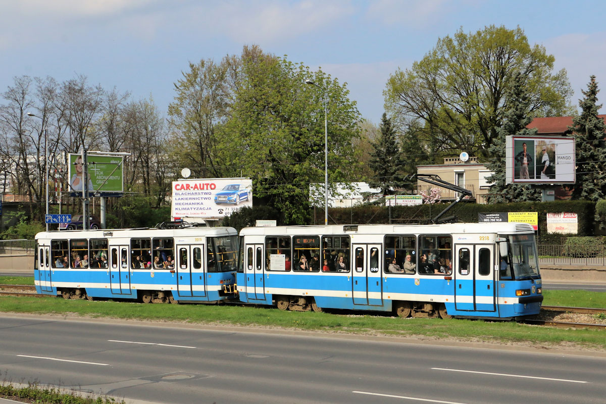 Вроцлав, Konstal 105NWr № 2218; Вроцлав, Konstal 105NWrD № 2219
