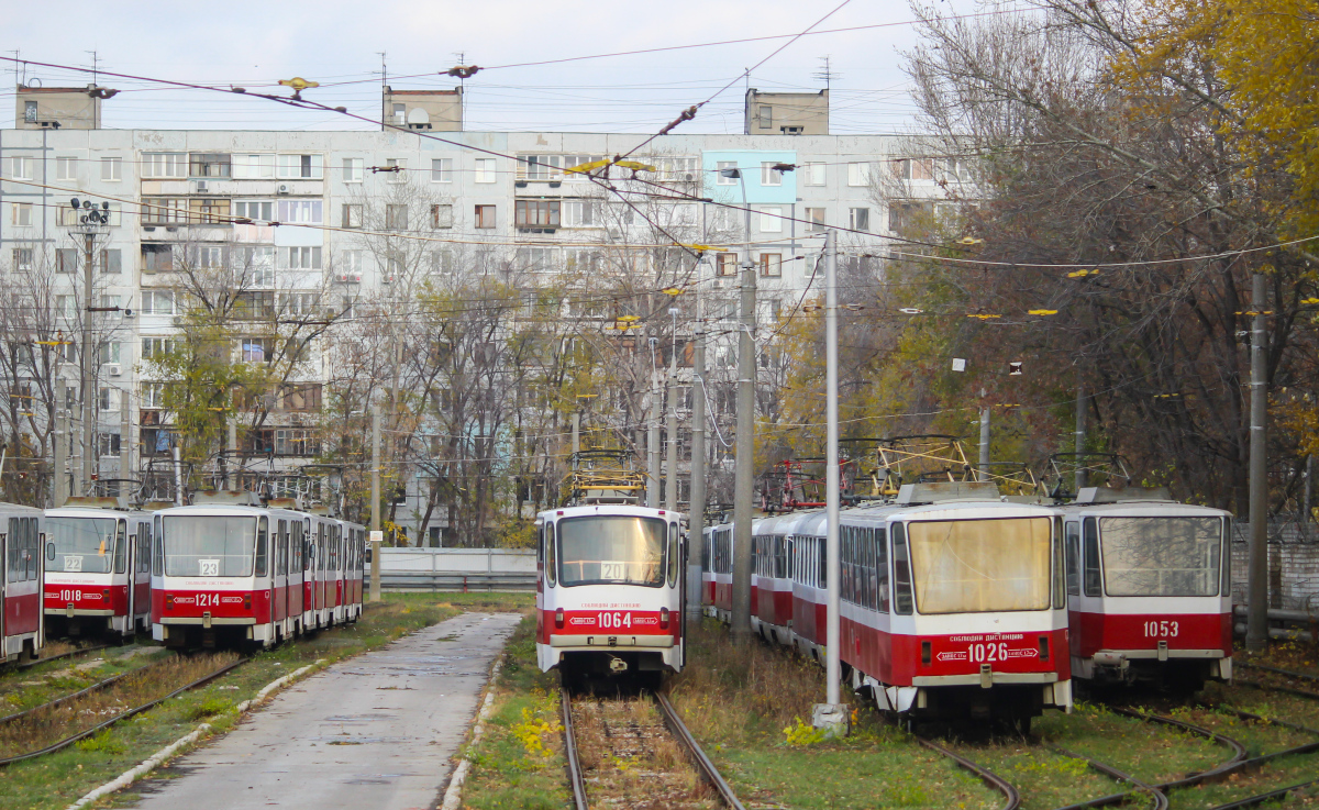Samara, 71-405 č. 1064; Samara, Tatra T6B5SU č. 1026; Samara — Severnoye tramway depot