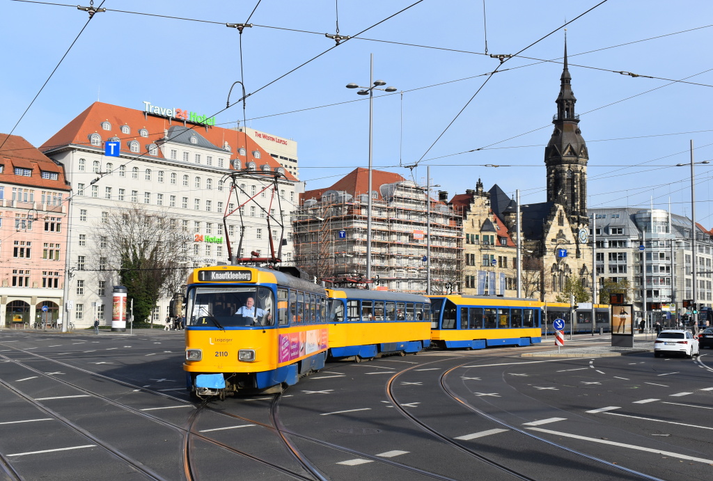 Leipzig, Tatra T4D-M1 № 2110; Leipzig, Tatra T4D-M2 № 2085; Leipzig, Bombardier 4NBWE № 939
