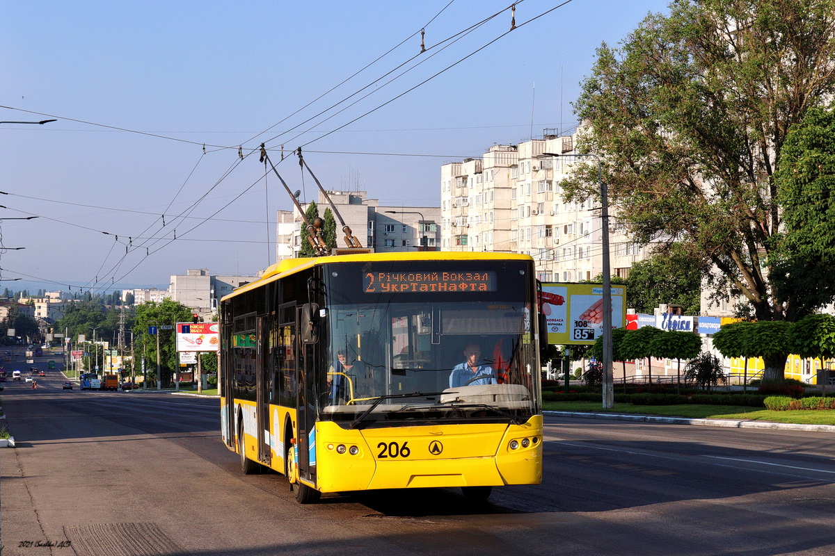 Кременчуг, ЛАЗ E183D1 № 206