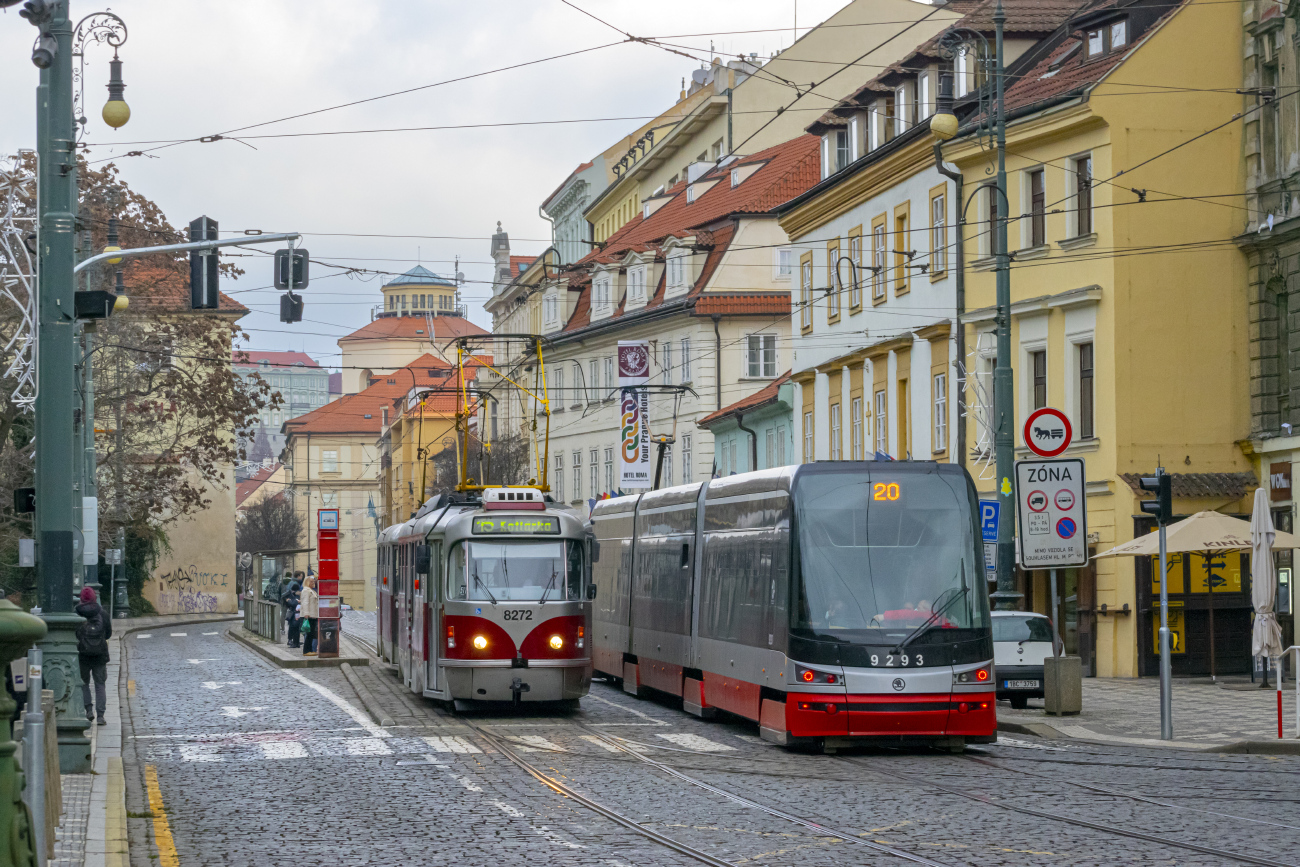 Prága, Tatra T3R.PLF — 8272; Prága, Škoda 15T3 ForCity Alfa Praha — 9293