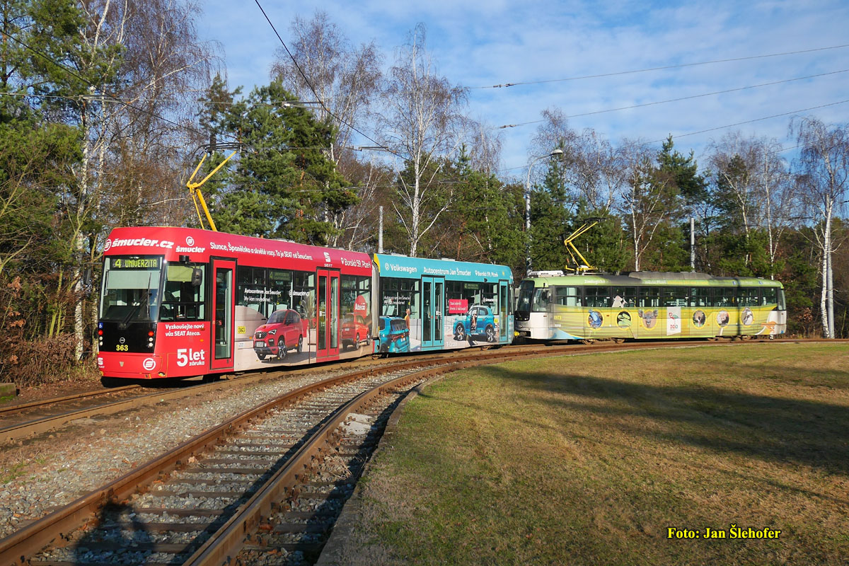 Plzeň, Vario LF2/2 IN # 363; Plzeň, Vario LF+ # 336