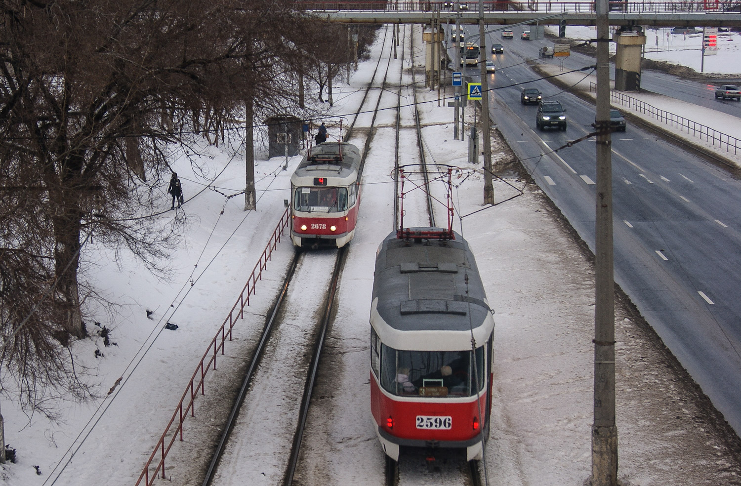 Волгоград, Tatra T3SU (двухдверная) № 2596; Волгоград — Трамвайные линии: [2] Второе депо — Центральный и Ворошиловский районы