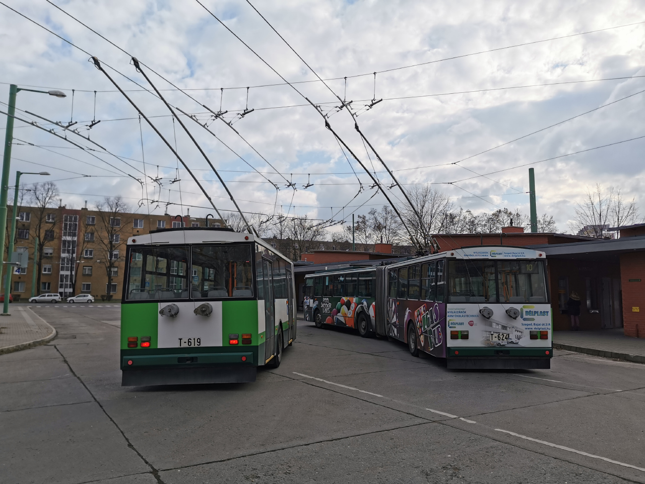 Szeged, Škoda 15Tr03/6 № T-619; Szeged, Škoda 15TrM № T-624