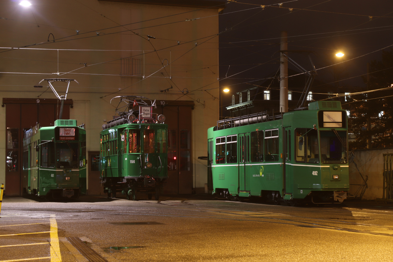 Базель, Schindler/SIG/BBC Be 4/4 № 492; Базель, Schindler/SIG/BBC Be 4/4 № 481; Базель, SWS/BBC Ce 2/2 № 156
