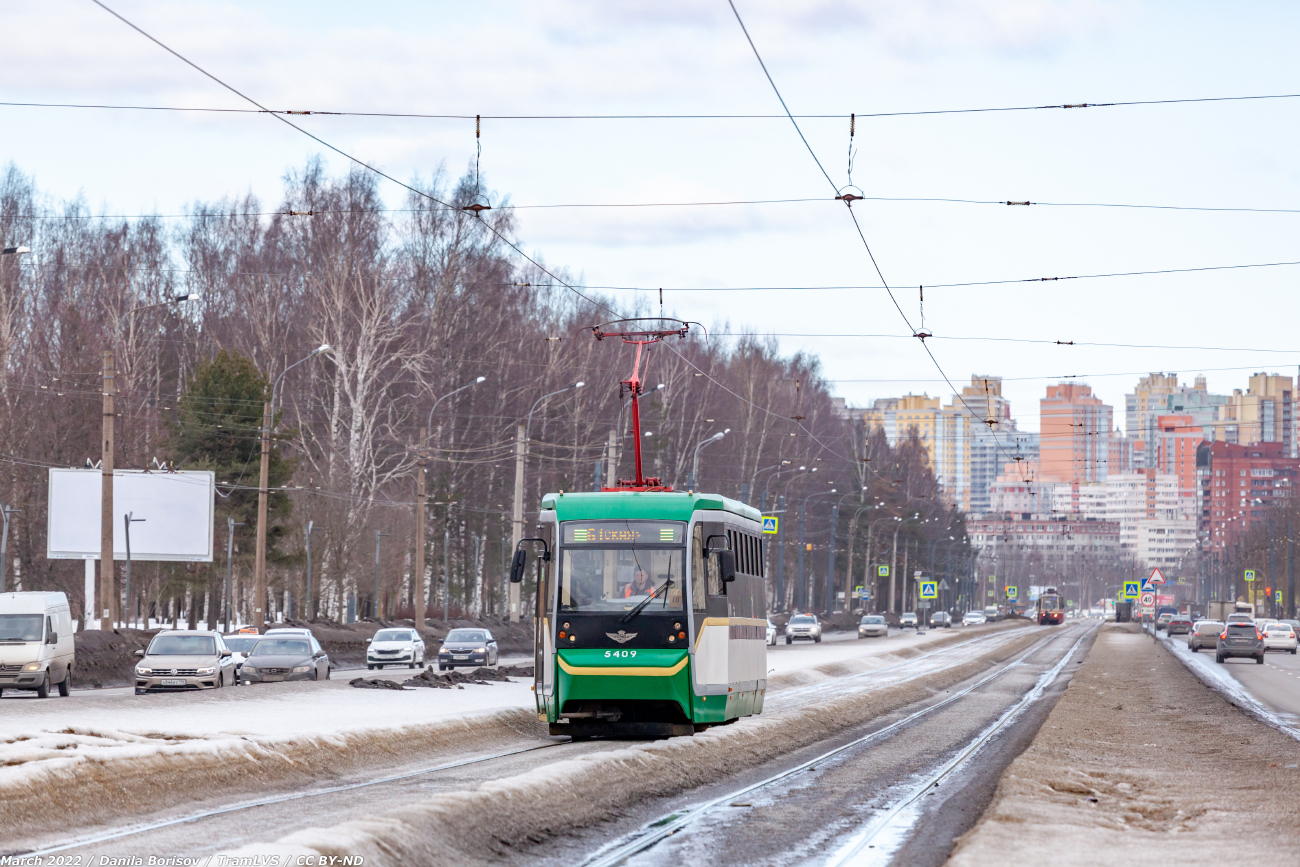 Санкт-Петербург, ЛМ-68М2 (мод. СПб ГЭТ) № 5409; Санкт-Петербург — Трамвайные линии и инфраструктура Санкт-Петербург, ЛМ-68М2 (мод. СПб ГЭТ) № 5409; Санкт-Петербург — Трамвайные линии и инфраструктура