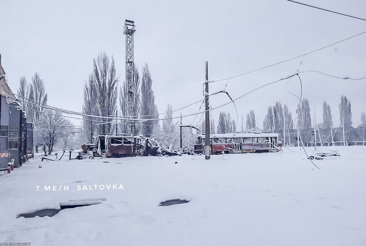 Харьков, Tatra T3SU № 685; Харьков, Tatra T3SU № 686; Харьков — Последствия бомбардировок Салтовского трамвайного депо