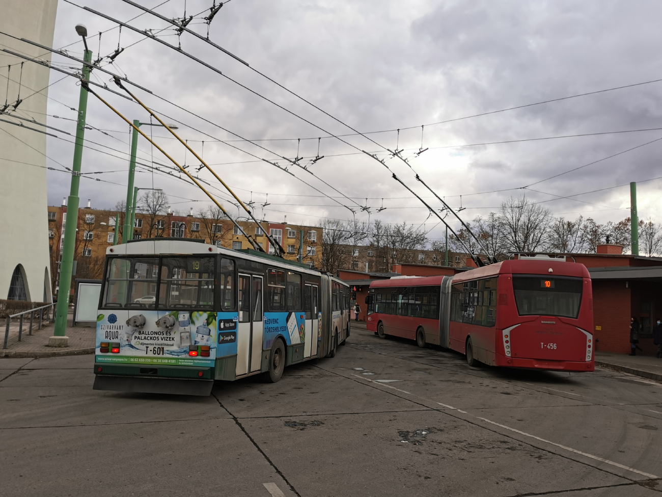 Сегед, Škoda 15Tr03/6 № T-601; Сегед, Ikarus-Škoda Tr187.2 № T-456 Сегед, Škoda 15Tr03/6 № T-601; Сегед, Ikarus-Škoda Tr187.2 № T-456