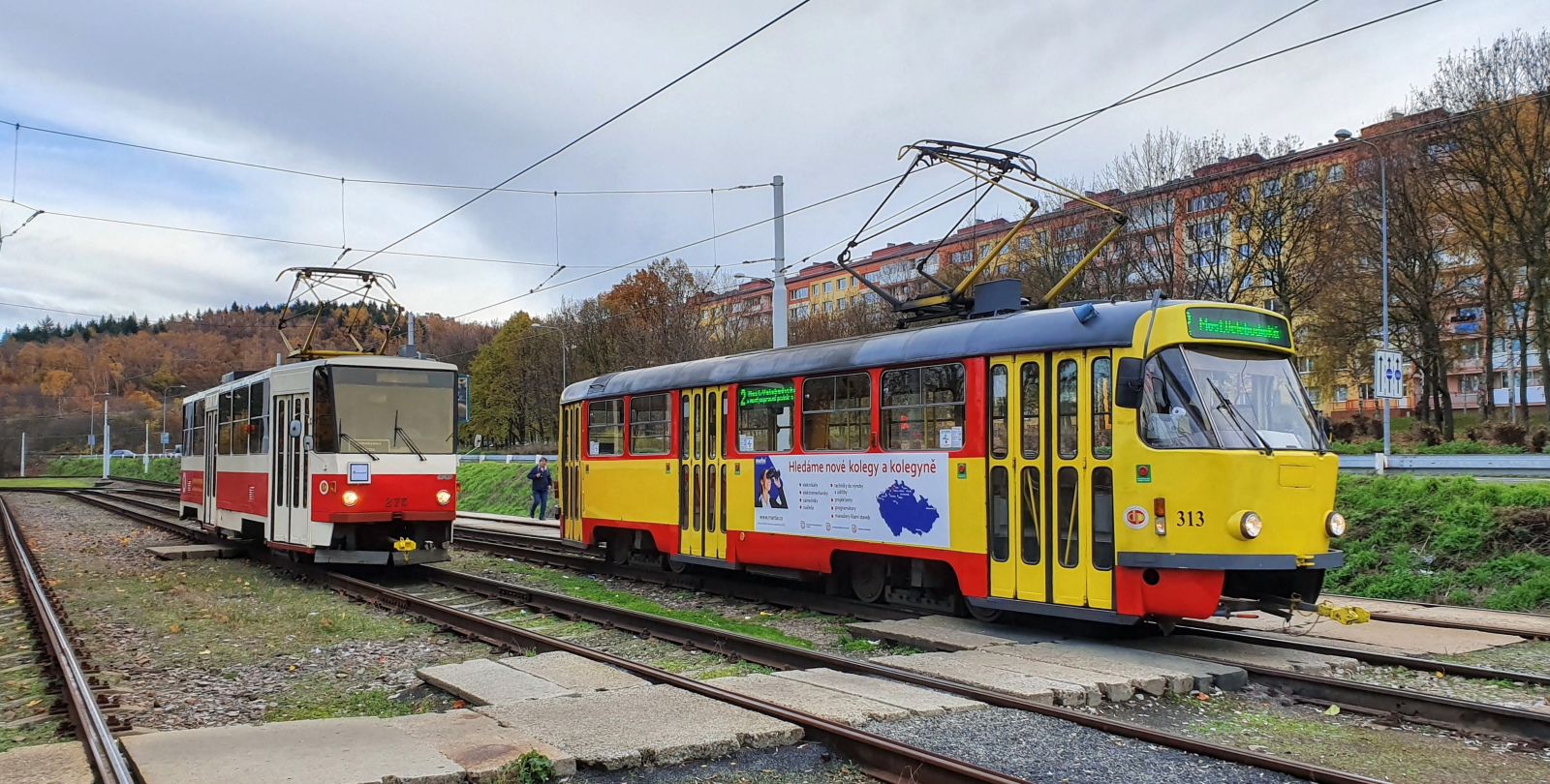 Мост ― Литвинов, Tatra T5B6 № 273; Мост ― Литвинов, Tatra T3M.3 № 313