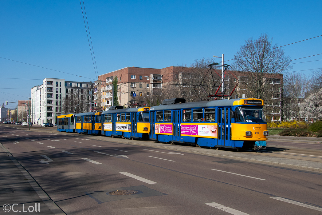 Lipcse, Tatra T4D-M1 — 2113; Lipcse, Tatra T4D-M1 — 2109; Lipcse, Tatra T4D-M2 — 2062; Lipcse, Bombardier NB4 — 932