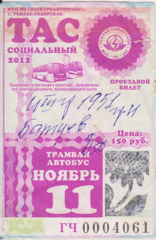 Усолье-Сибирское — Проездные документы