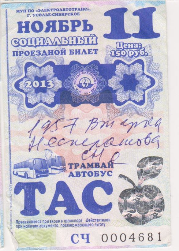 Усолье-Сибирское — Проездные документы