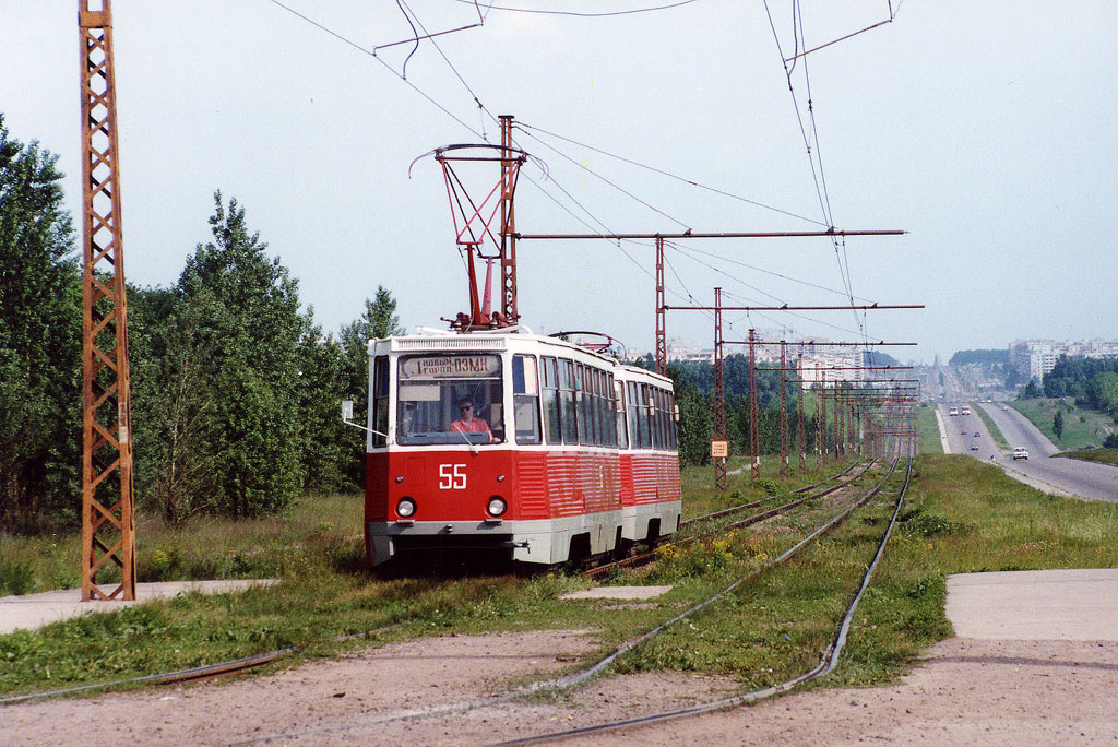 Старый Оскол, 71-605 (КТМ-5М3) № 55; Старый Оскол — Исторические фотографии [1976-2003]; Старый Оскол — Остановочные пункты