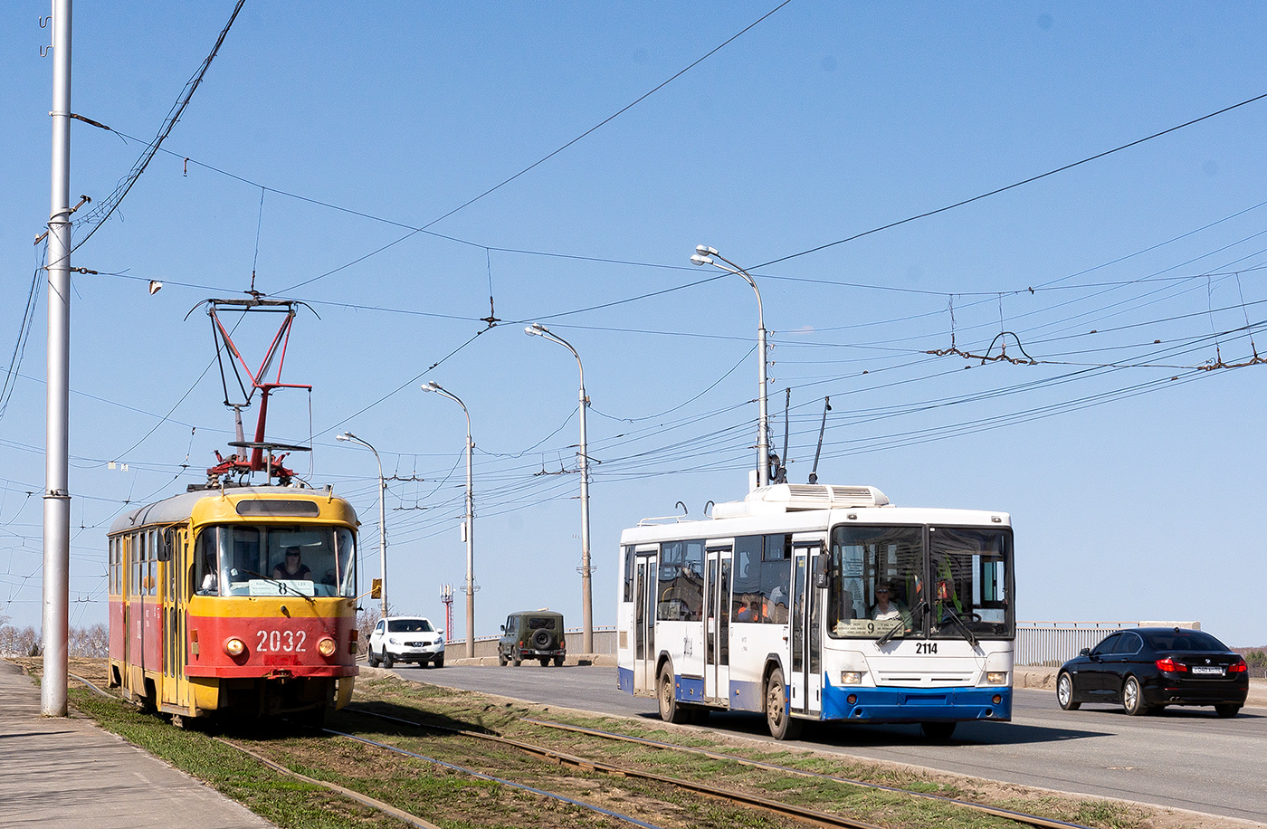 Уфа, Tatra T3D № 2032; Уфа, НефАЗ-БТЗ 52765Р № 2114