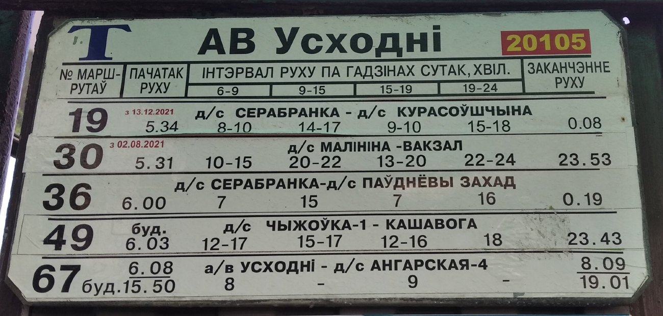 Минск — Остановочные таблички