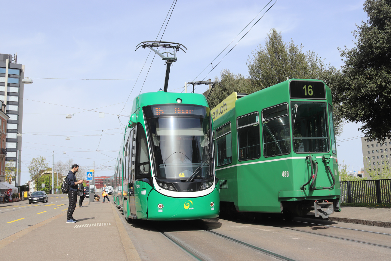 Базель, Bombardier Flexity 2 № 6017; Базель, Schindler/SIG/BBC Be 4/4 № 489 Базель, Bombardier Flexity 2 № 6017; Базель, Schindler/SIG/BBC Be 4/4 № 489