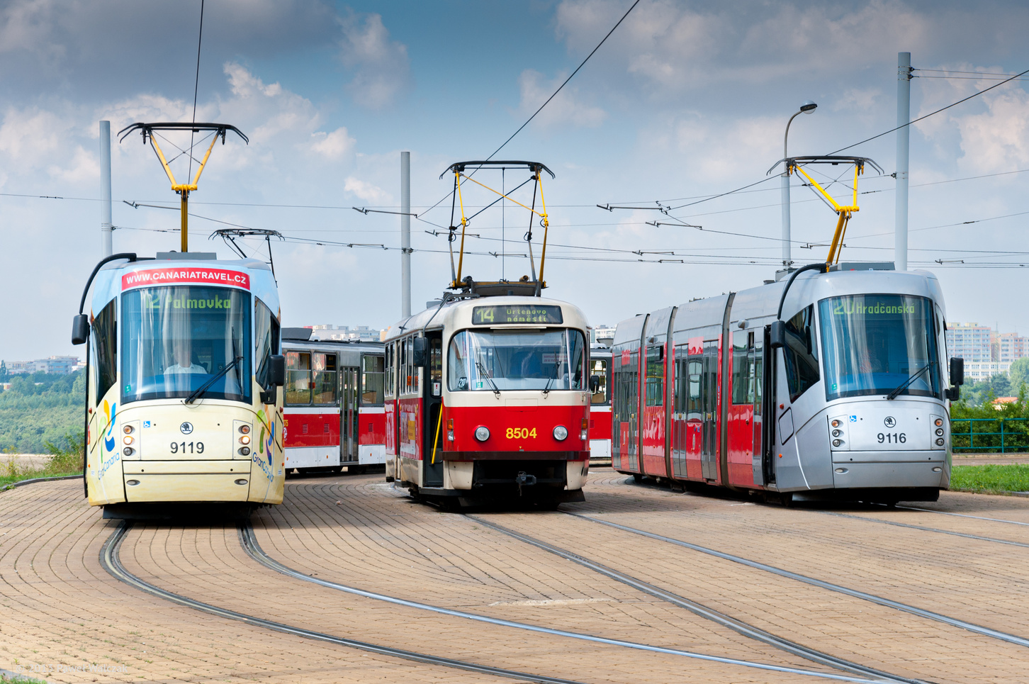 Прага, Škoda 14T Elektra № 9119; Прага, Tatra T3R.P № 8504; Прага, Škoda 14T Elektra № 9116
