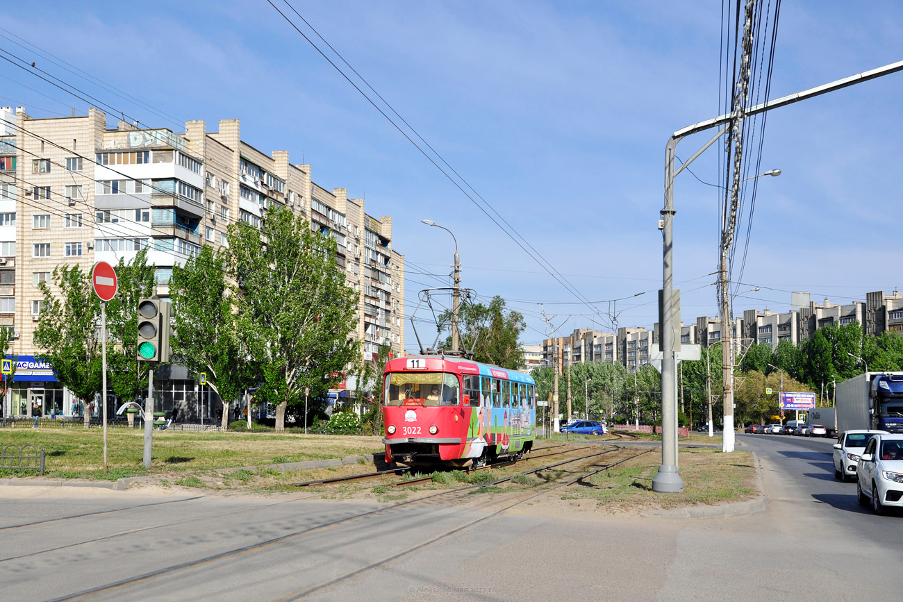 Волгоград, Tatra T3SU (двухдверная) № 3022