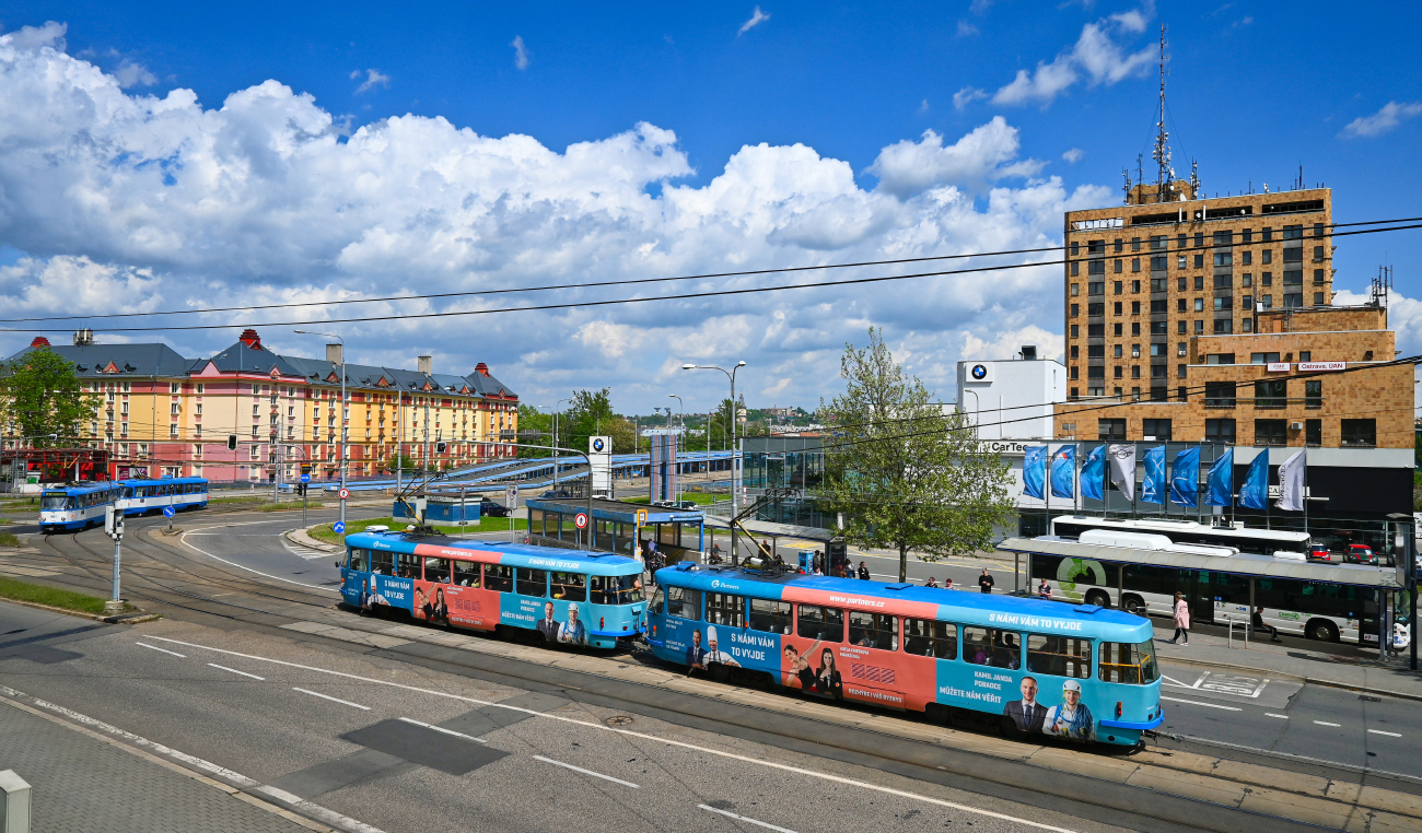 Острава, Tatra T3R.P № 1027; Острава, Tatra T3R.P № 1000; Острава — Фото с Tieto Towers