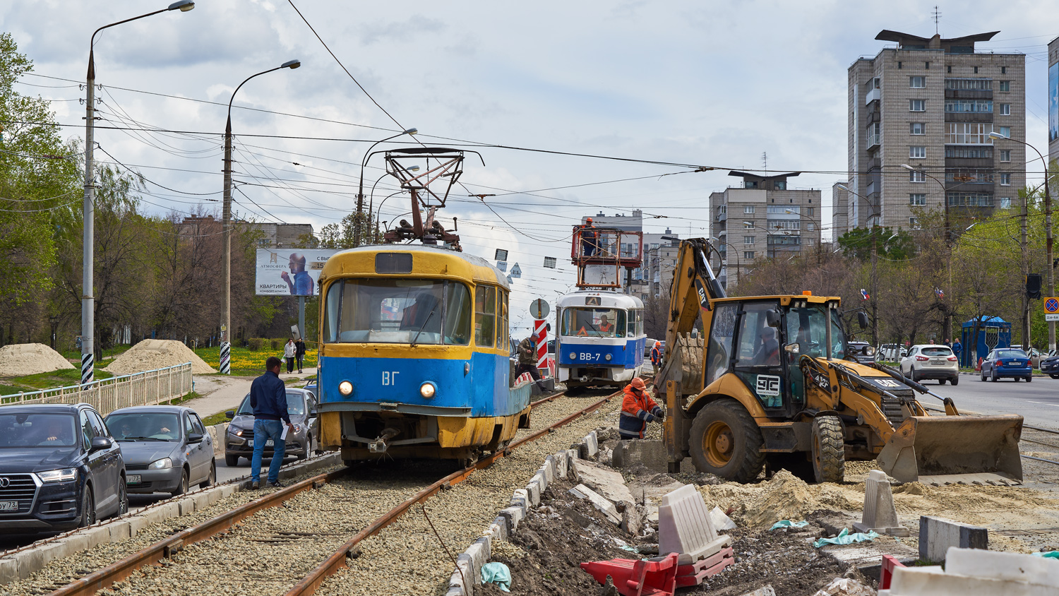 Ulyanovsk, Tatra T3SU (2-door) № ВГ; Ulyanovsk — Bridge reconstruction on the Minaev street