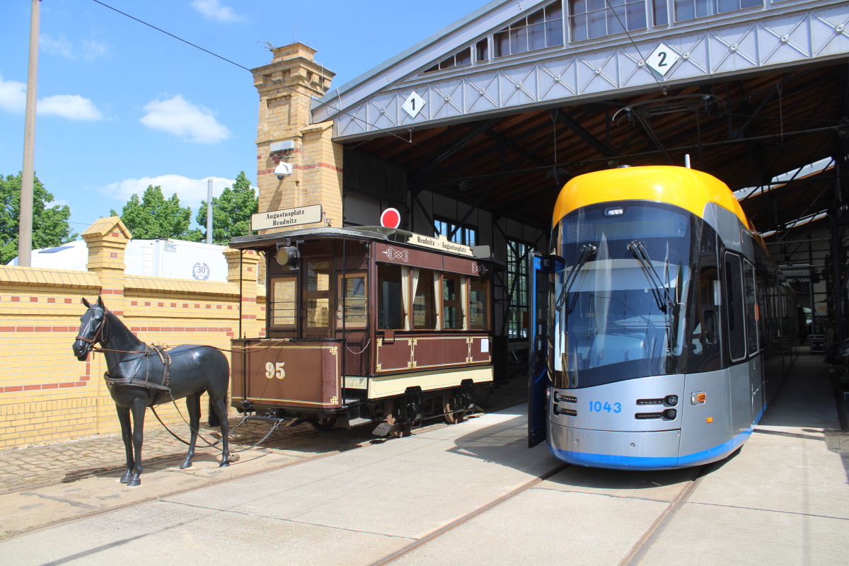 Лейпциг, Конка № 95; Лейпциг, Solaris Tramino Leipzig (NGT10) № 1043