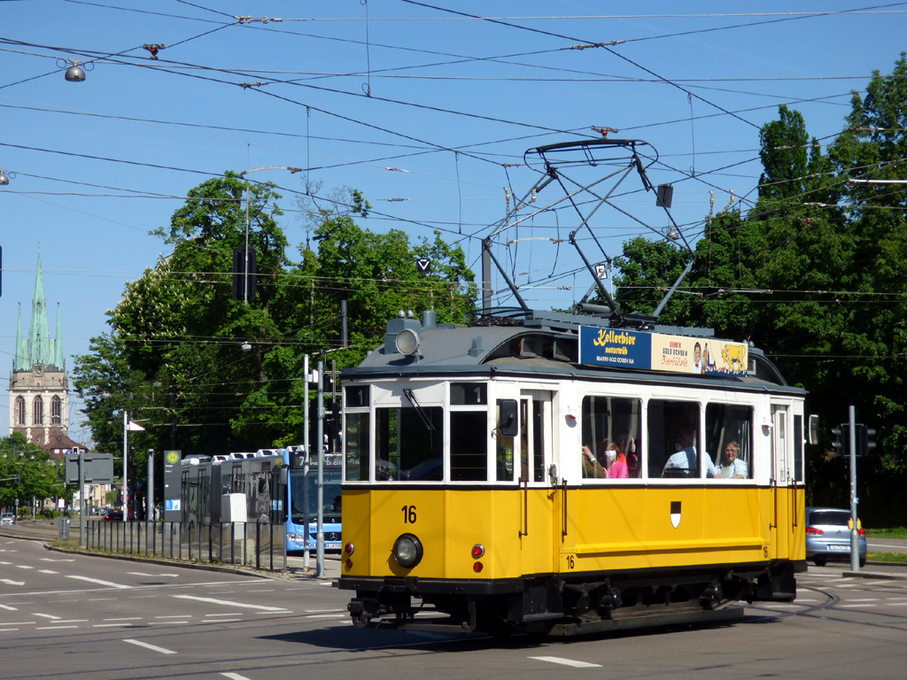 Ulm, Lindner 2-axle motor car nr. 16; Ulm — 125th anniversary of tram in Ulm